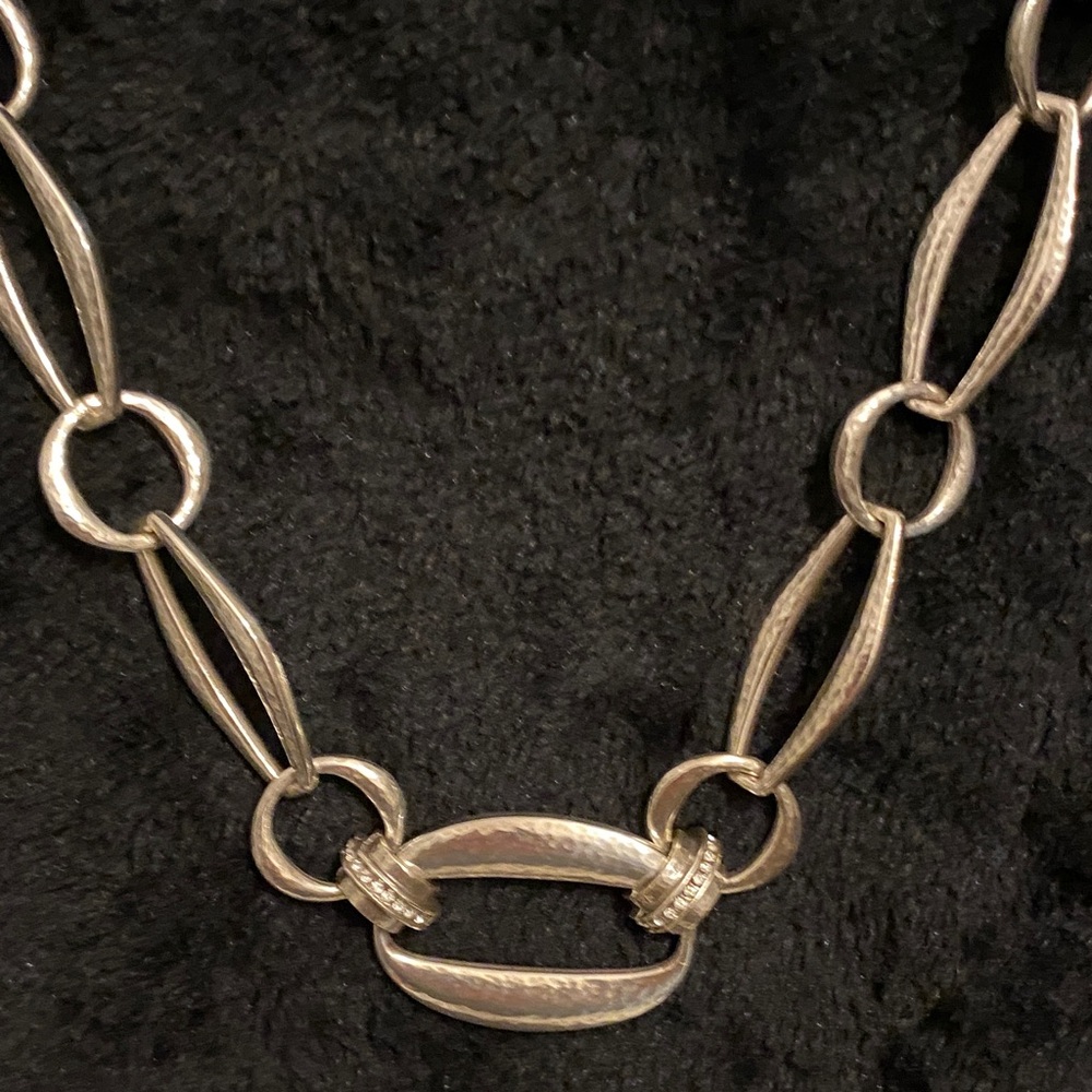 Brighton’s Meridian Plated Silver Link Chain & inlayed Crystals Necklace